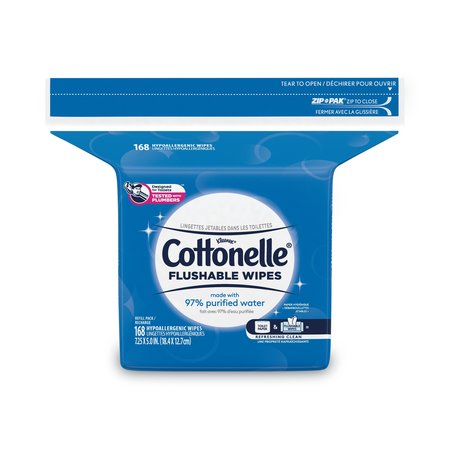 Cottonelle Fresh Care Flushable Cleansing Cloths, White, 5x7 1/4, 168/Pack, PK8 10358CT